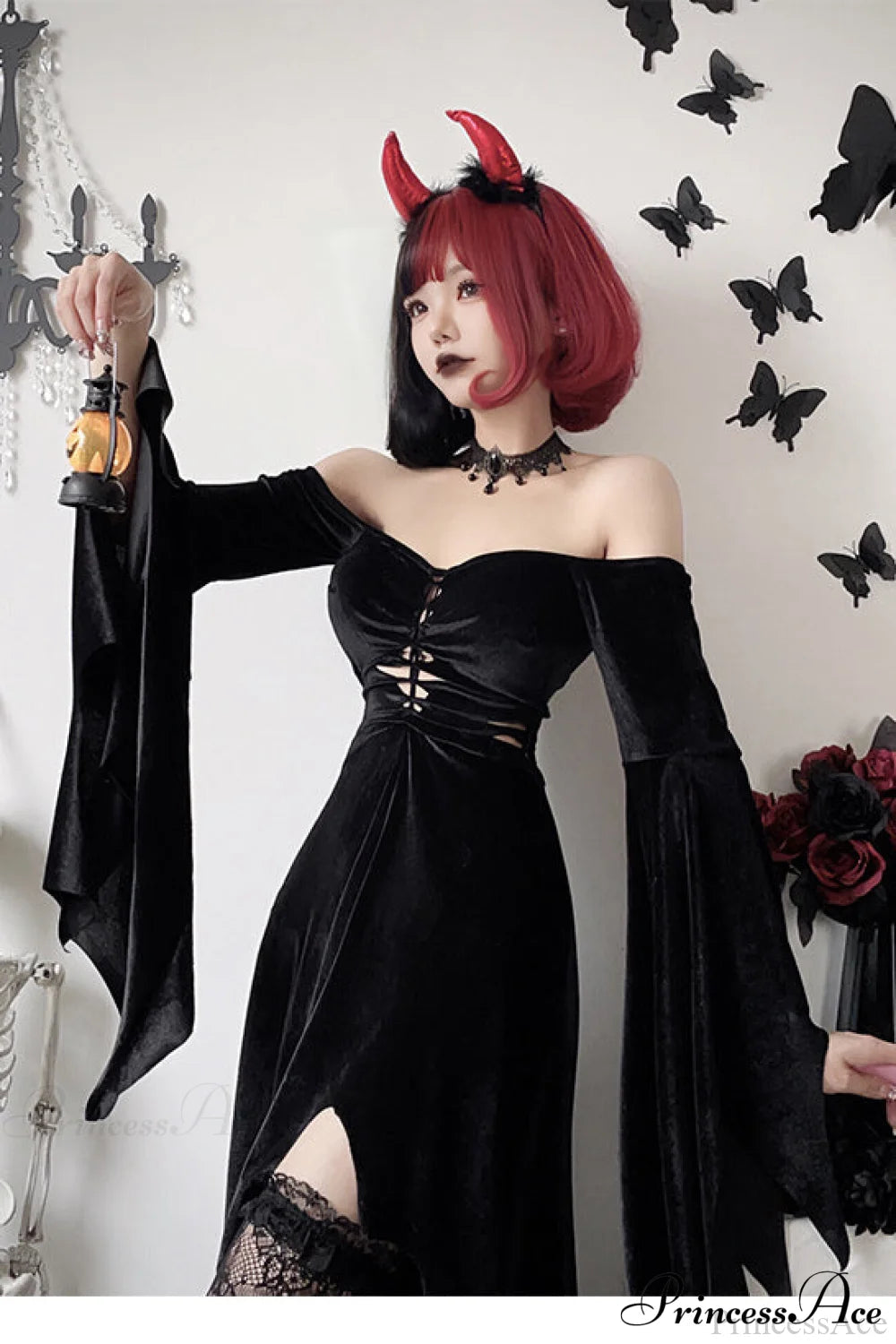 Halloween Cloaked Gothic Dress