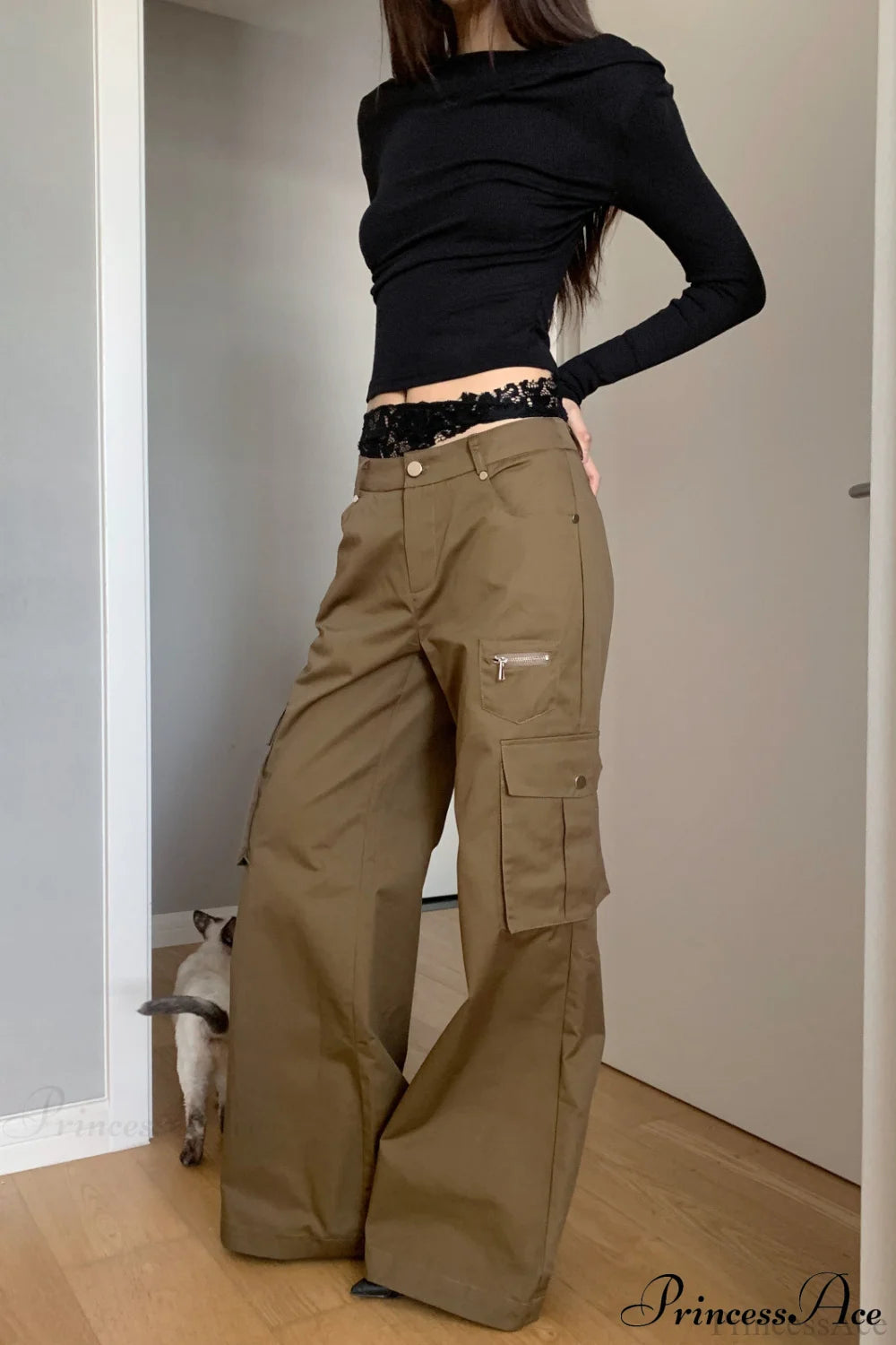 High Waist Loose Multi-Pocket Pant