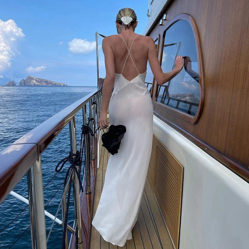 Backless Spaghetti Strap Chic Club Party Maxi Dress