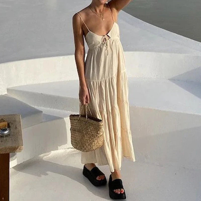 Boho V Neck Club Party Midi Dress
