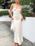 Spaghetti Strap Bodycon Slim Sleeveless Backless Lace Maxi Dress