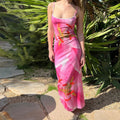 Printed Backless Slim Boho Casual Mini Dress