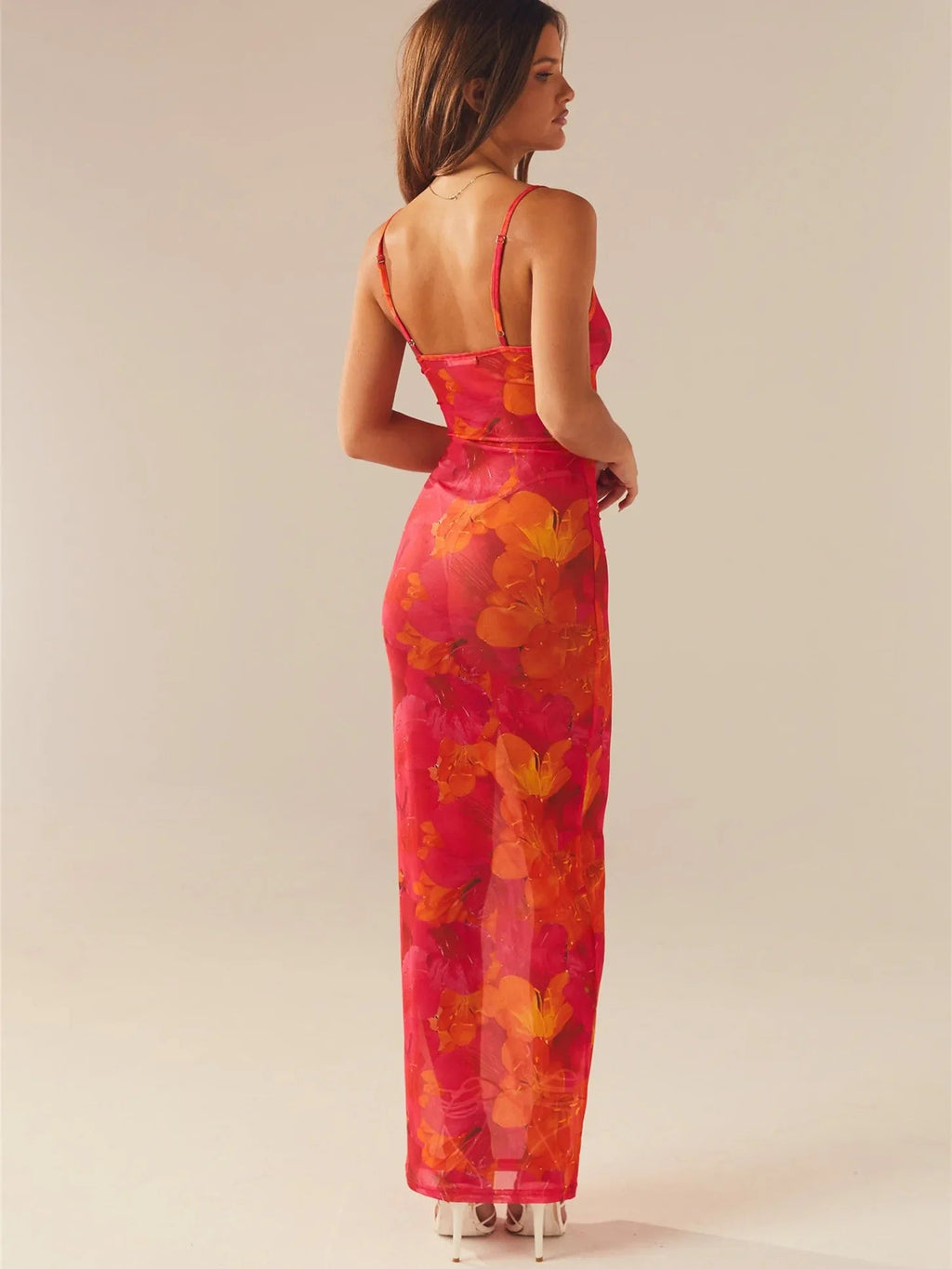 Spaghetti Strap Floral Party Summer Maxi Dress
