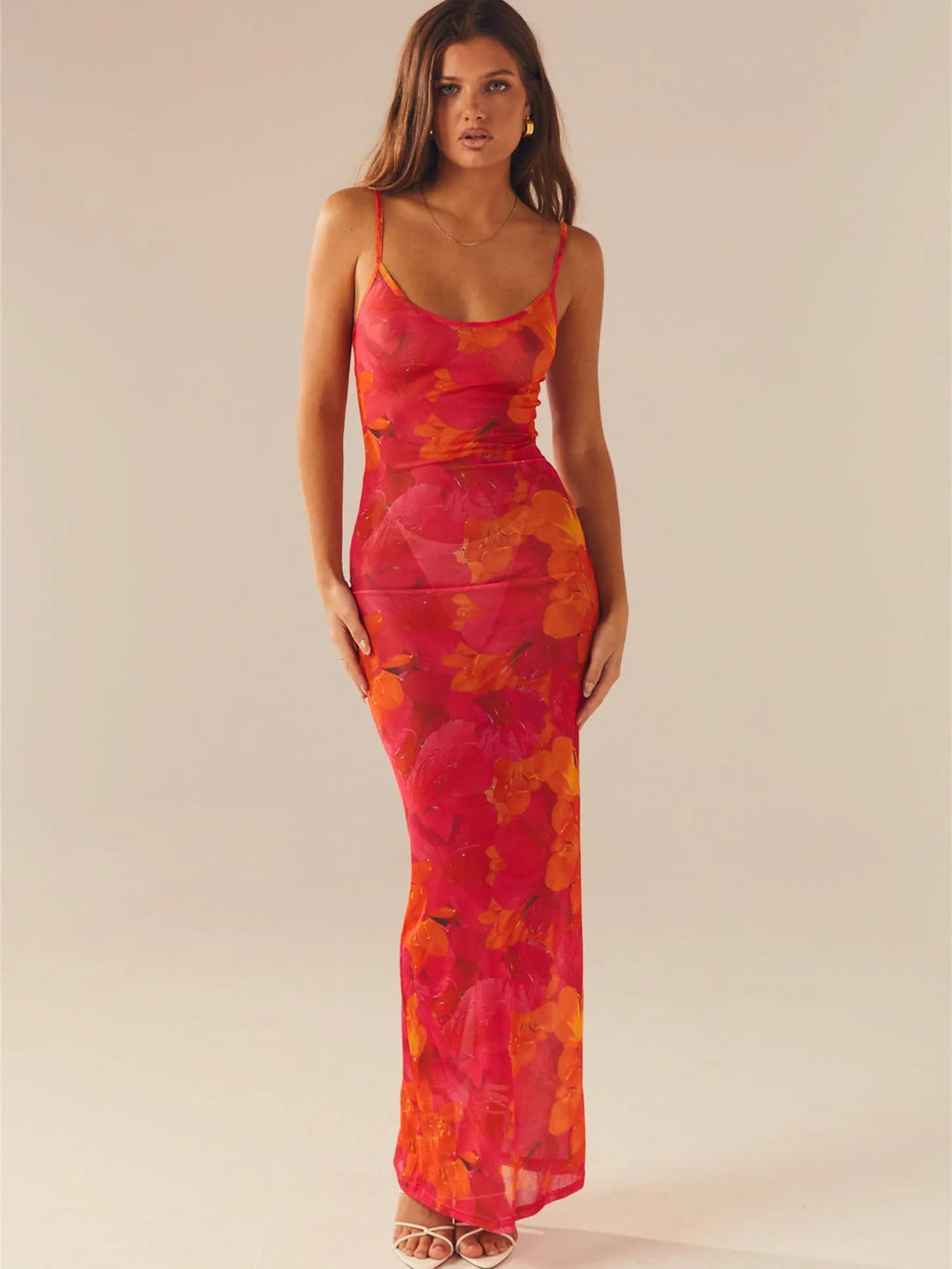 Spaghetti Strap Floral Party Summer Maxi Dress