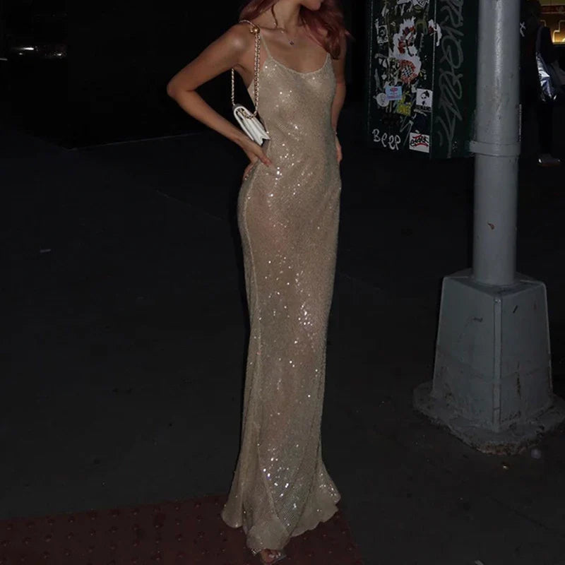V Neck Sleeveless Backless Evening Maxi Dress