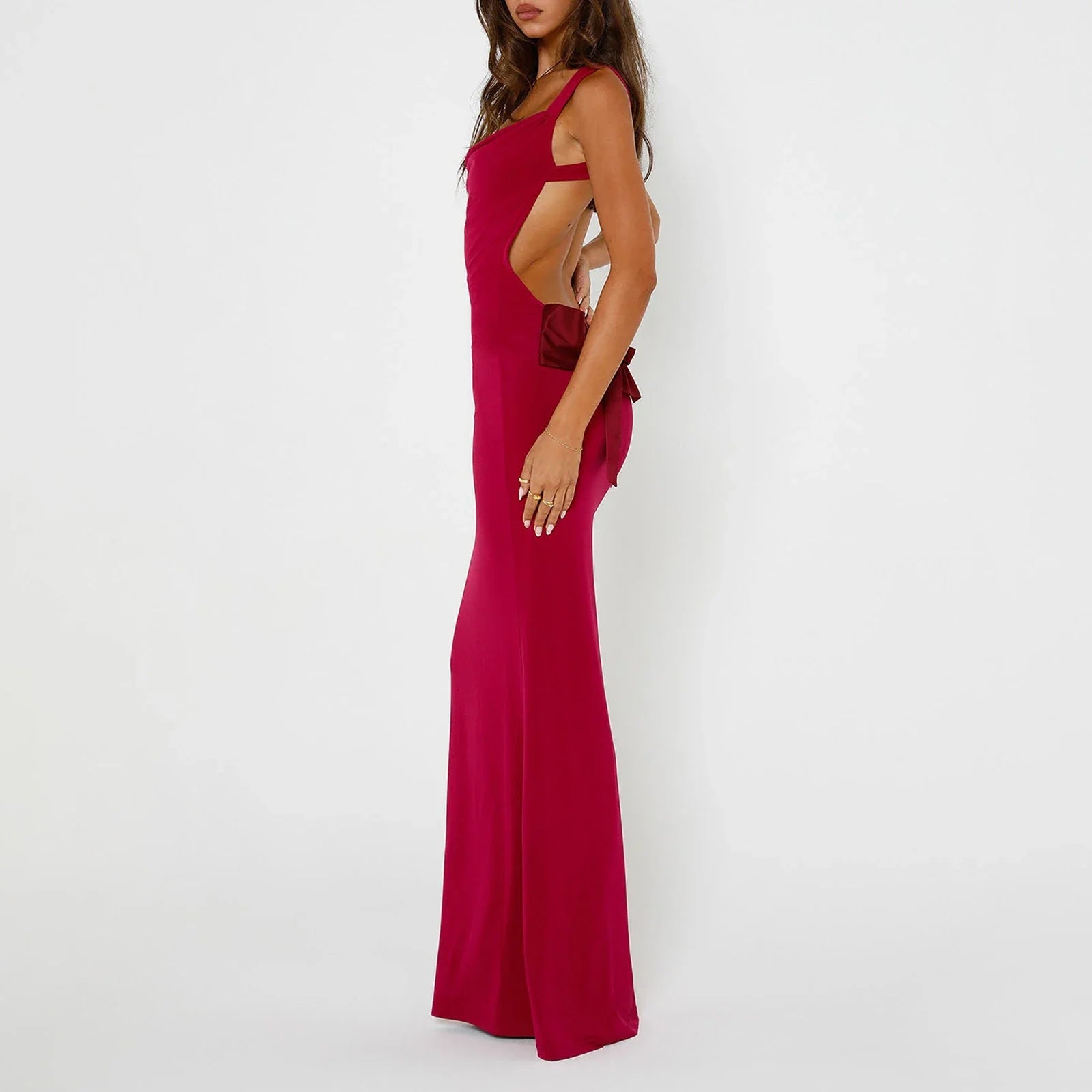 Bow Tie Scoop Neck Backless Party Mini Dress