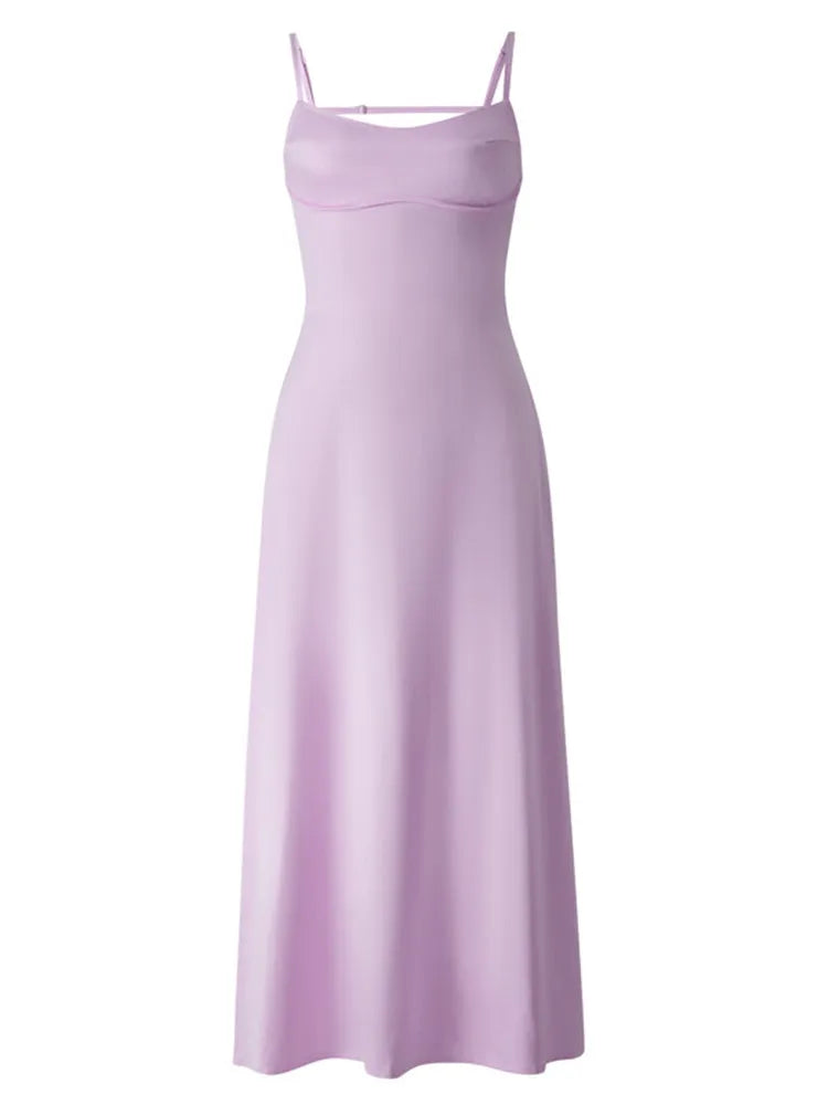 Low Cut Bodycon Spaghetti Strap Sleeveless Streetwear Maxi Dress