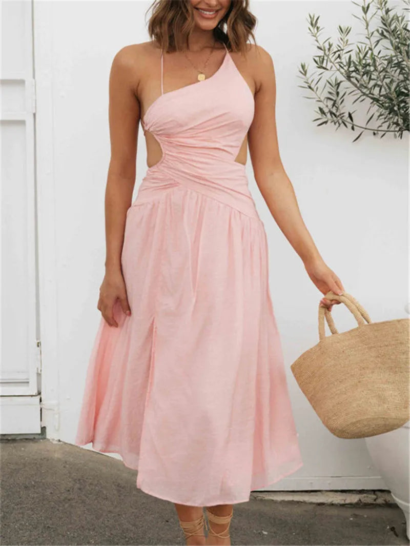 Floral Print Cross Tie-Up Backless Slit Maxi Dress