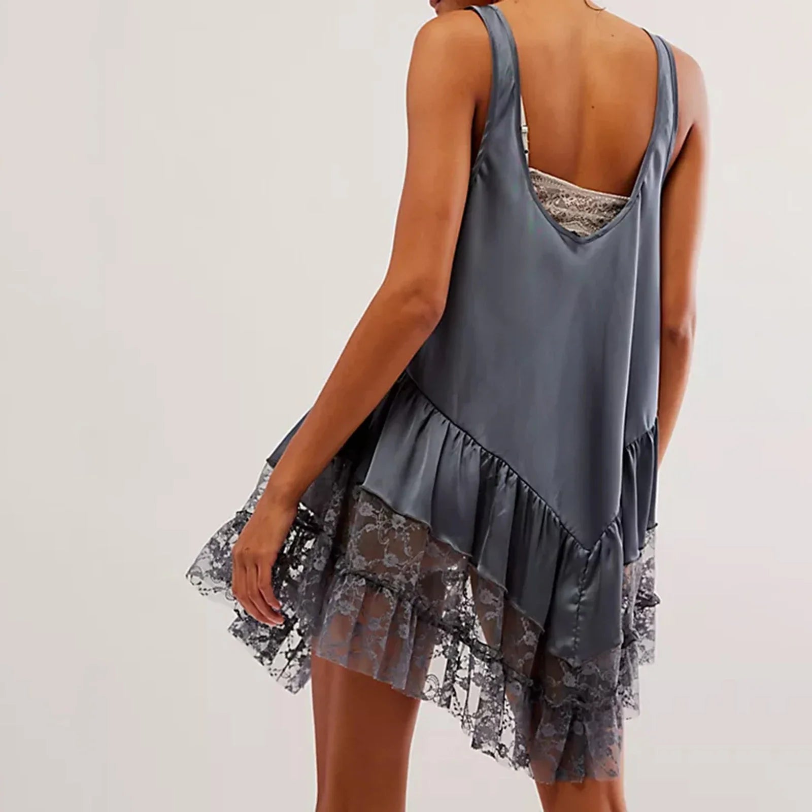 Ruffled Spaghetti Strap Party Midi Dress