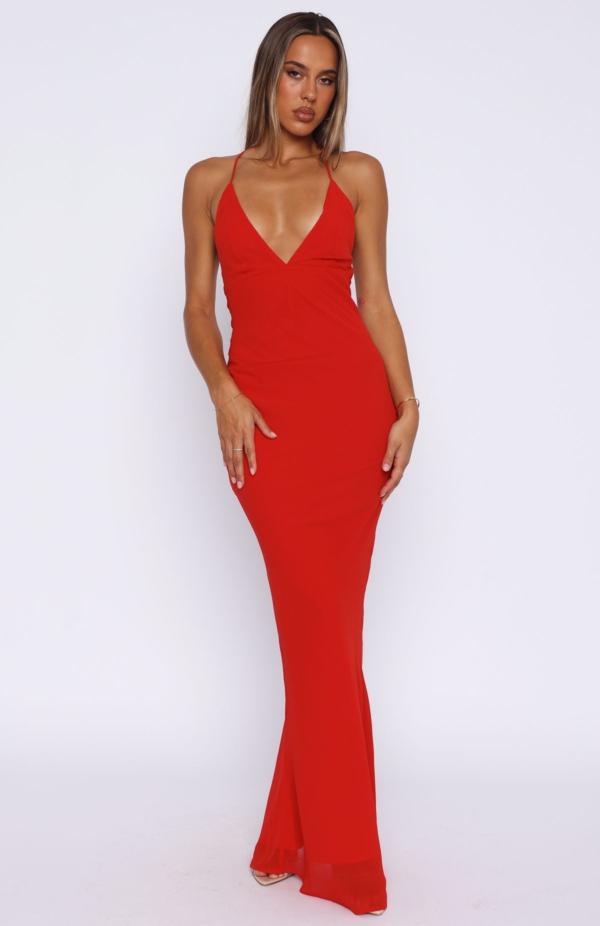Red Put You First Sleek Maxi Dress