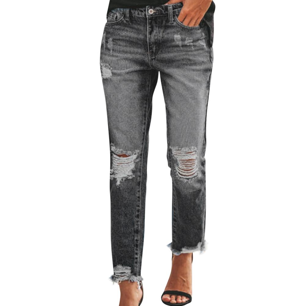 Solid Pocket Zipper High Waist Long Jean