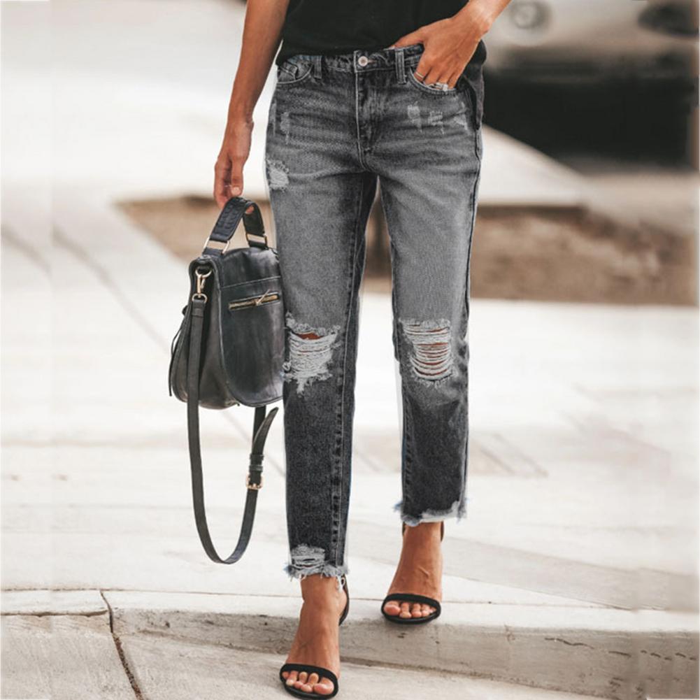 Solid Pocket Zipper High Waist Long Jean