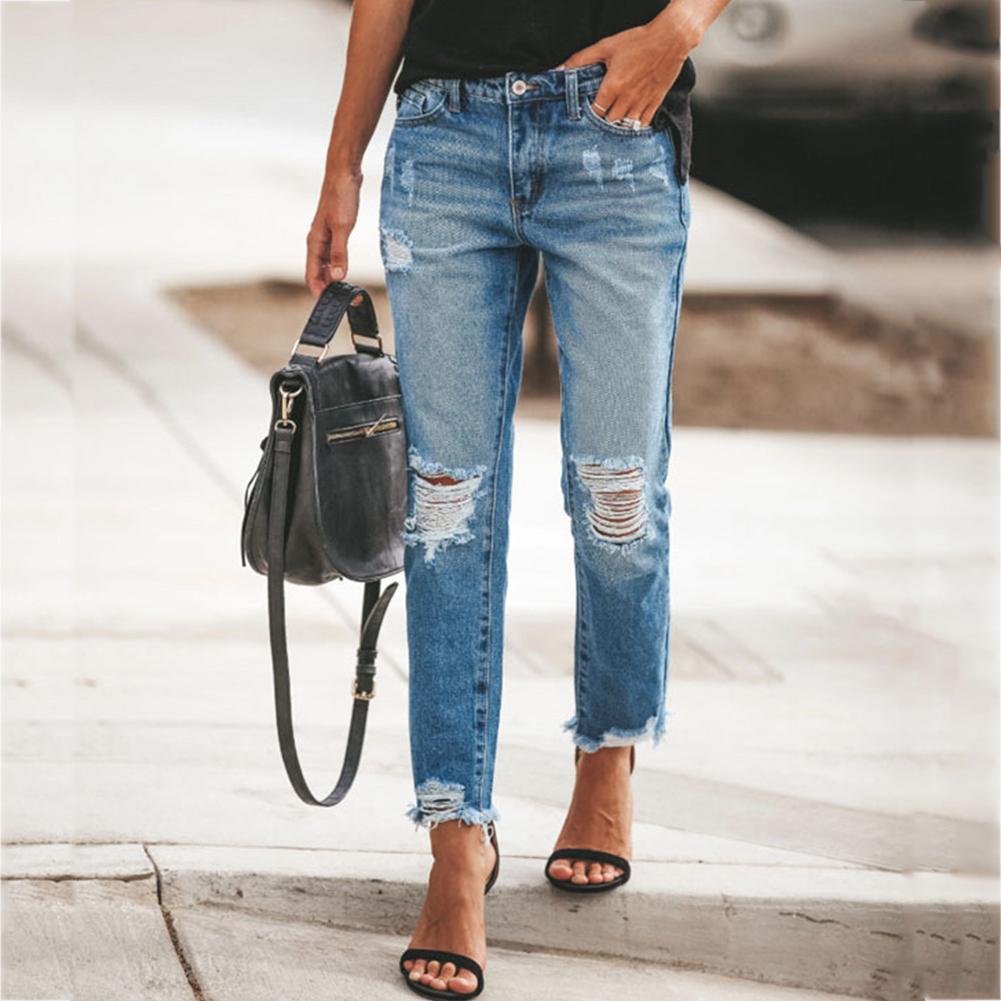 Solid Pocket Zipper High Waist Long Jean