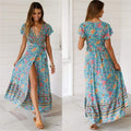 Floral Print Open Back Maxi Dress