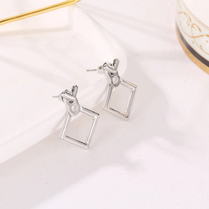 Squared Triangle Gold Earring