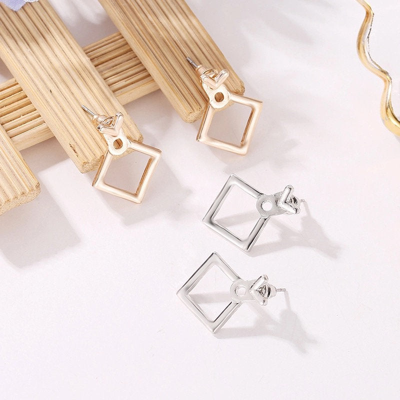 Squared Triangle Gold Earring