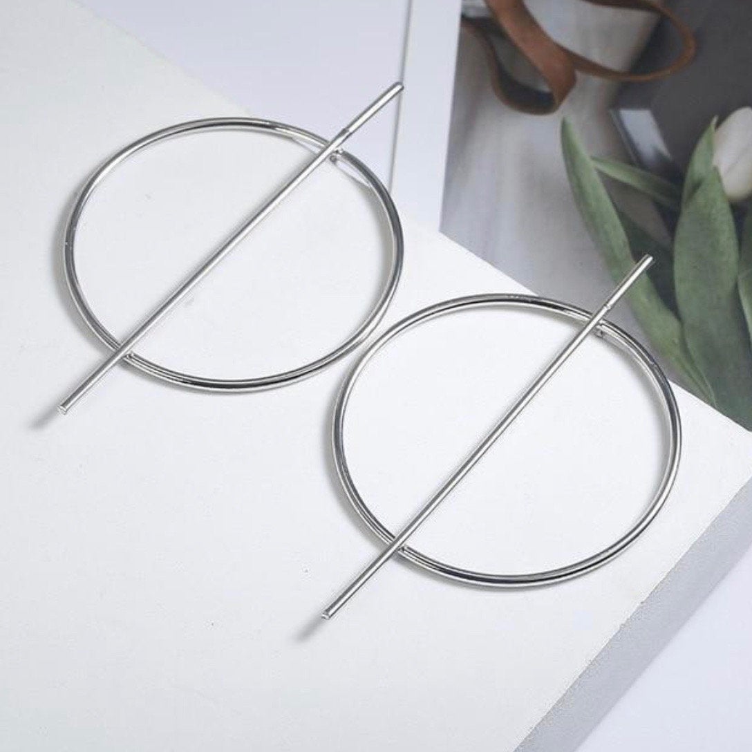 Circle Bar Large Stud Earring