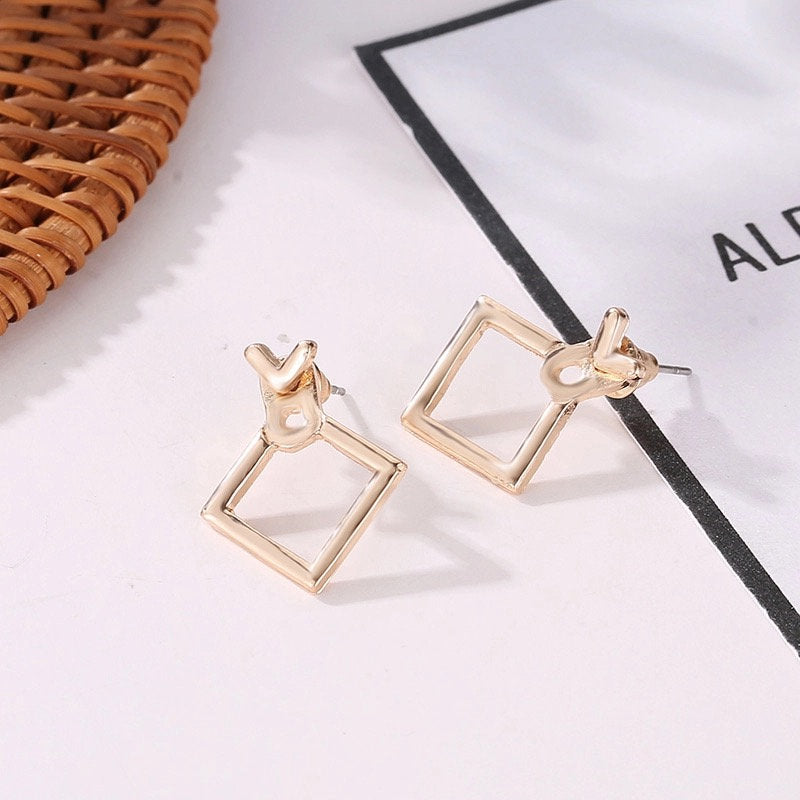 Squared Triangle Gold Earring