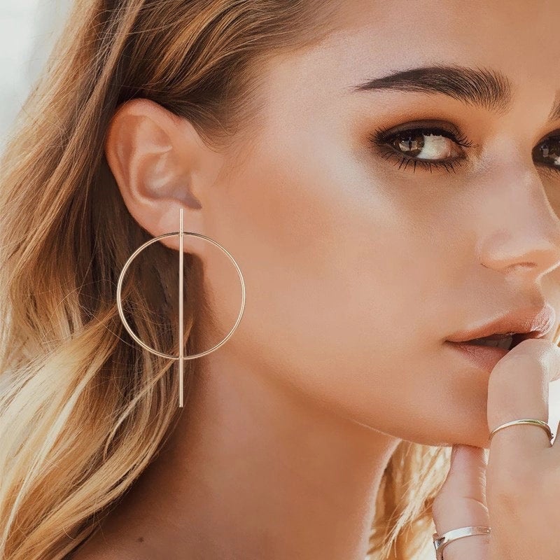 Circle Bar Large Stud Earring