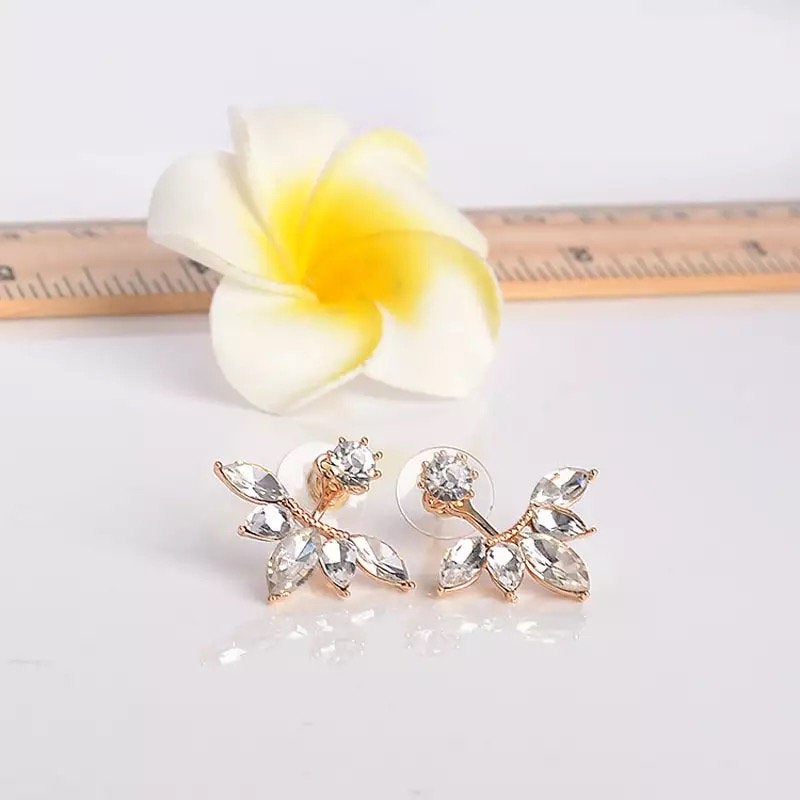 Spiked Flower Crystal Ear Jacket Earring