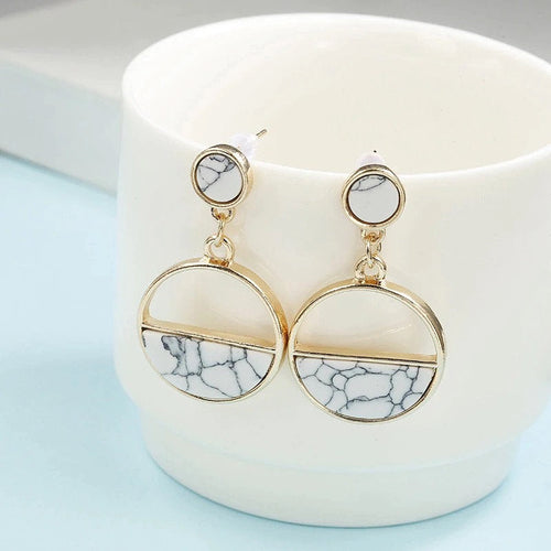 Black White Marble Earring