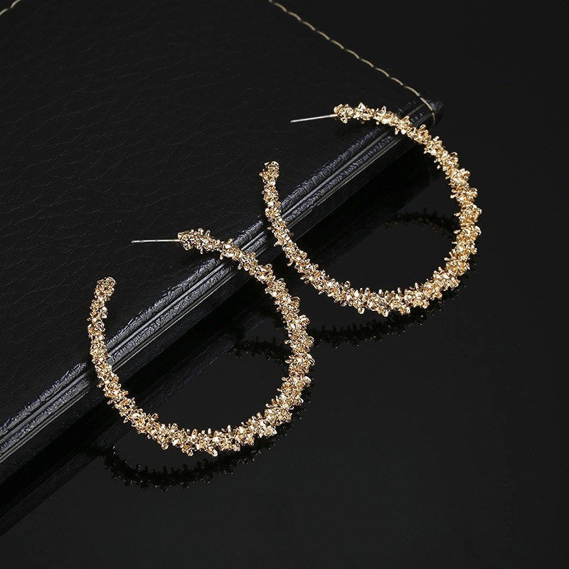 Textured Hoop Metal Earring