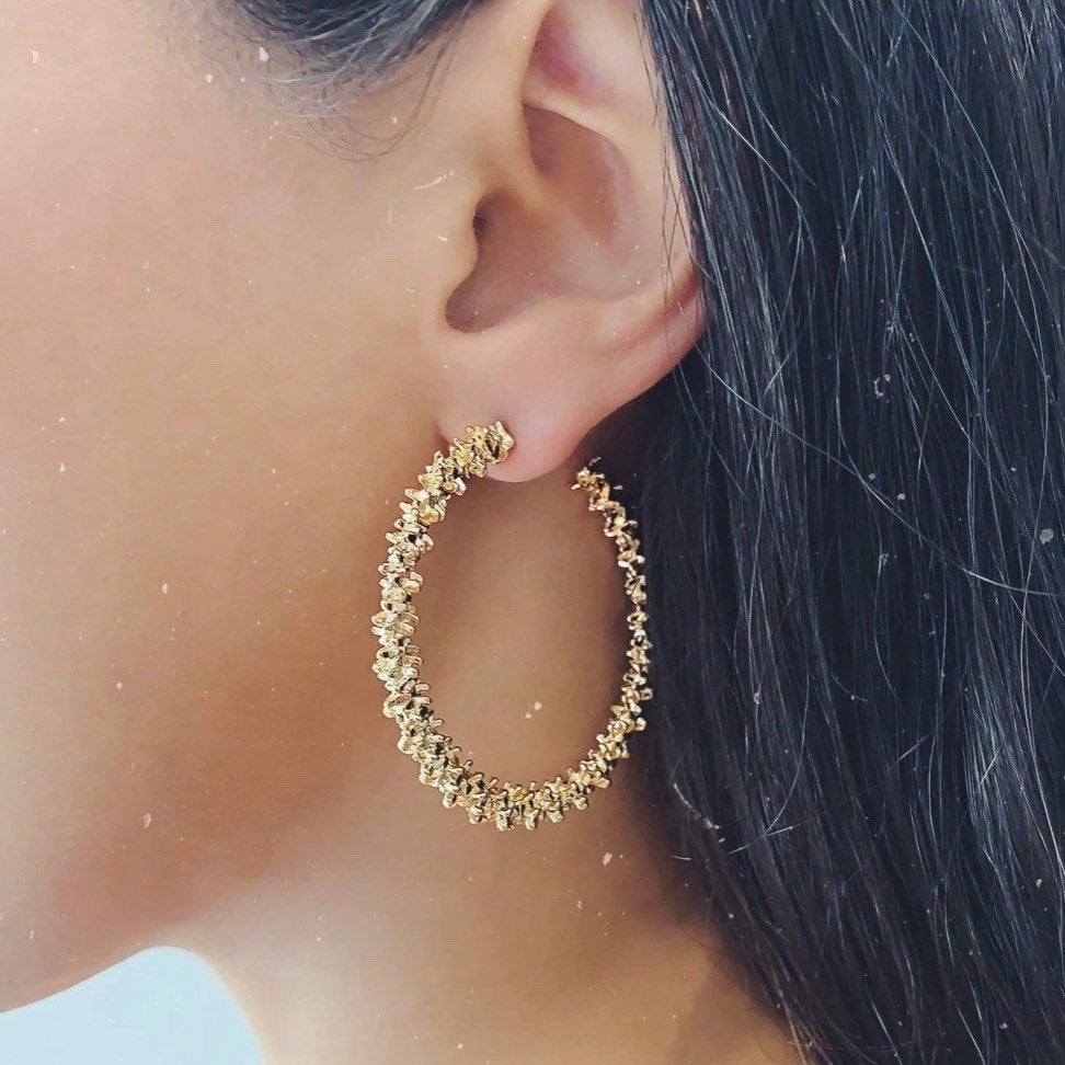 Textured Hoop Metal Earring