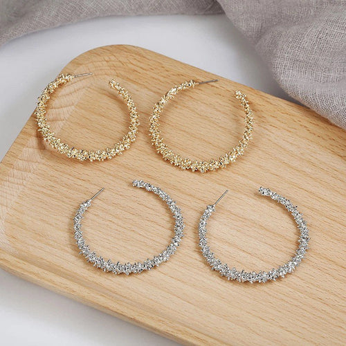 Textured Hoop Metal Earring
