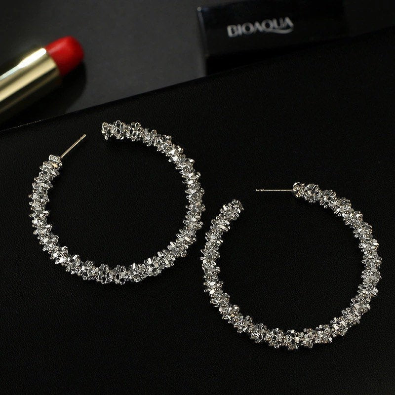 Textured Hoop Metal Earring