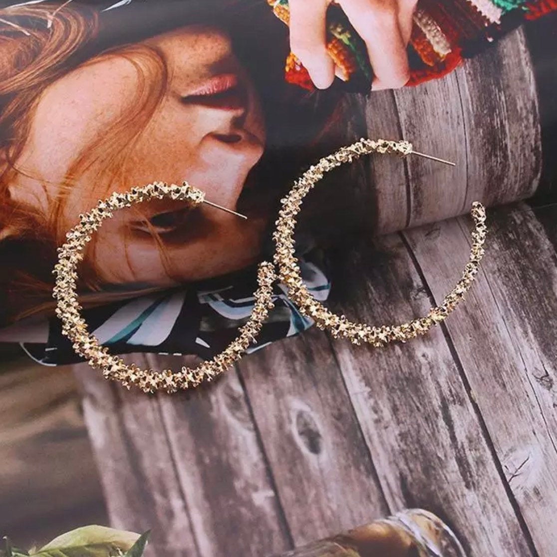 Textured Hoop Metal Earring