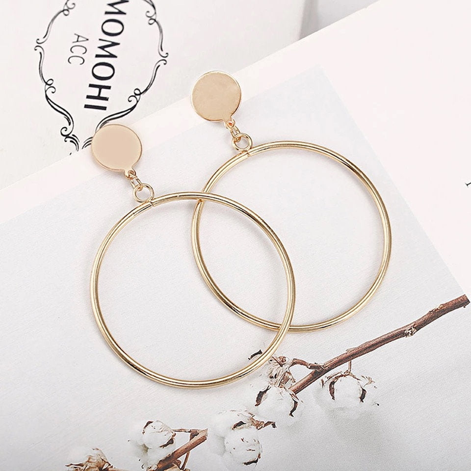 Statement Stud Dangle Hoop Earring