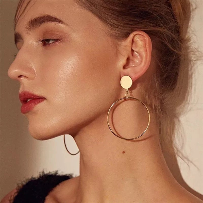 Statement Stud Dangle Hoop Earring