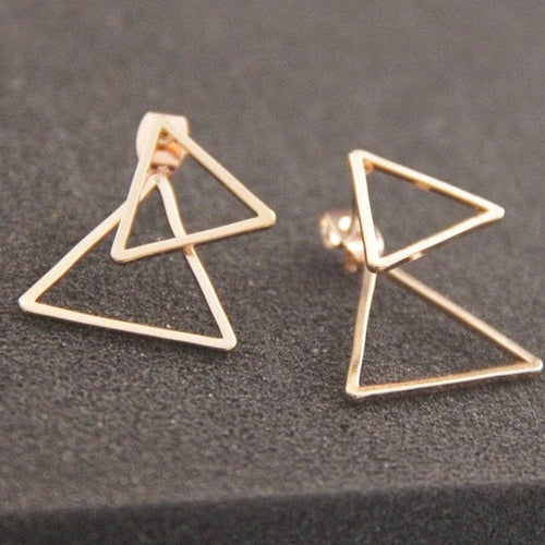 Double Triangle Gold Earring
