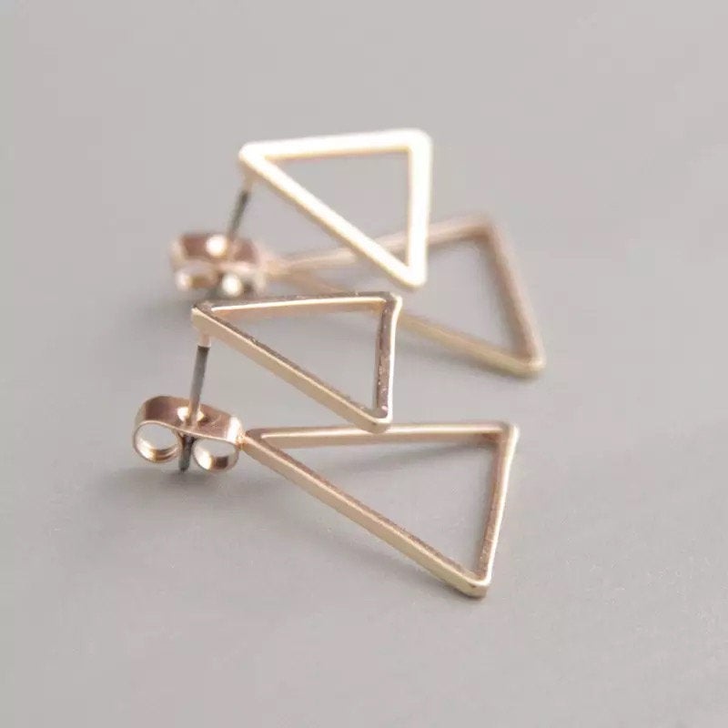 Double Triangle Gold Earring