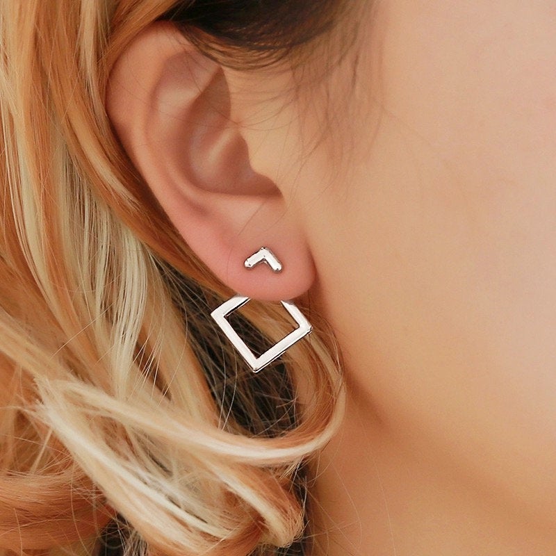 Squared Triangle Gold Earring