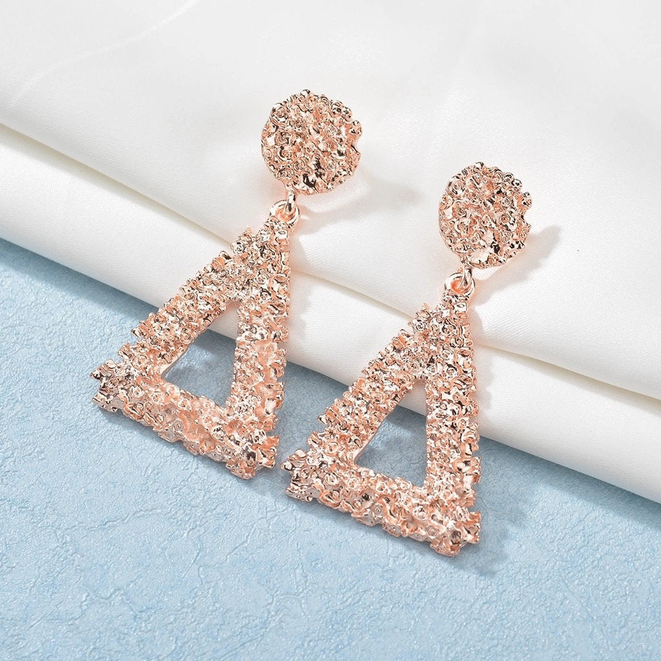 Chunky Textured Triangle Dangle Earring