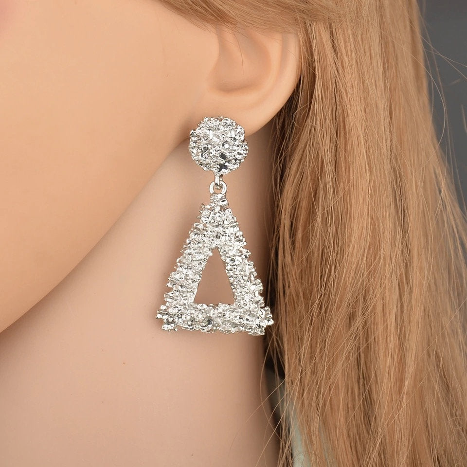 Chunky Textured Triangle Dangle Earring