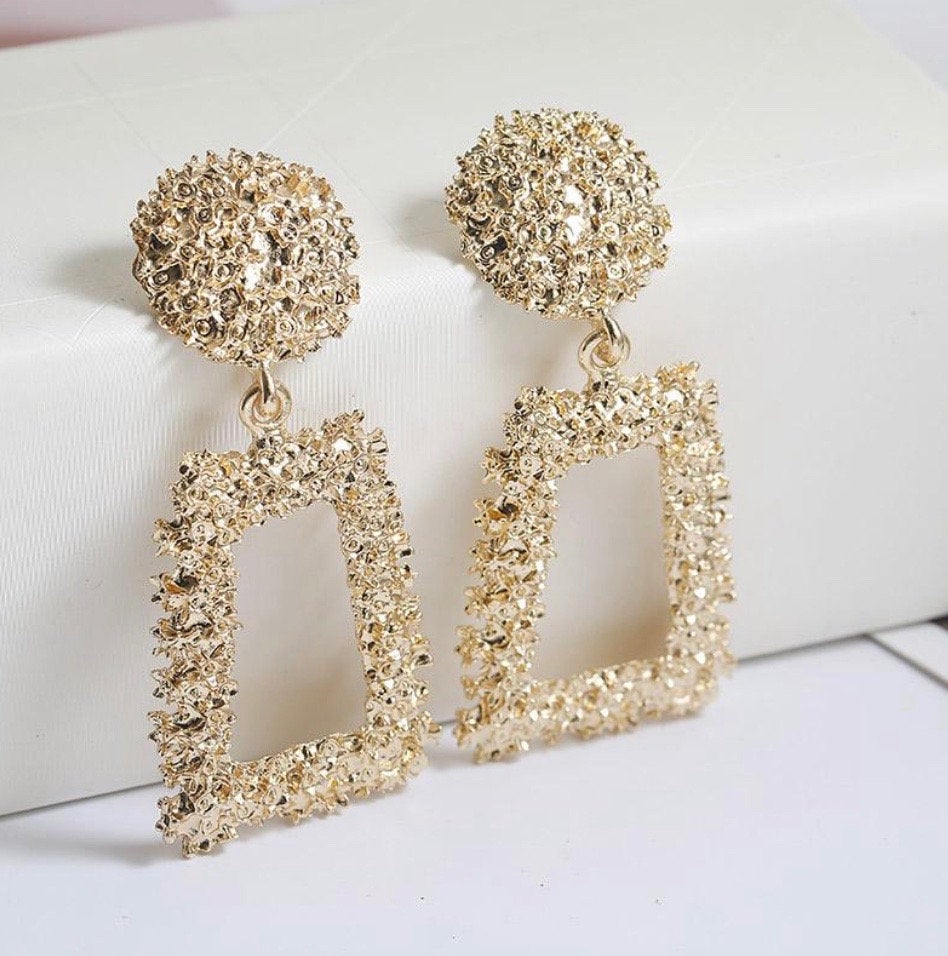 Rectangle Textured Statement Earring