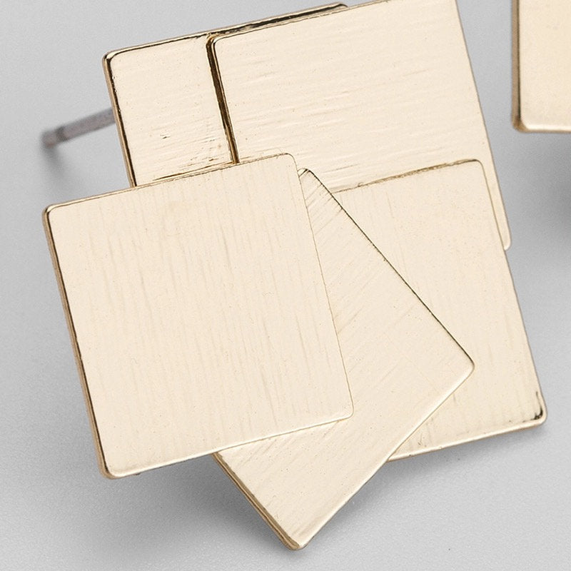 Layered Square Metal Earring