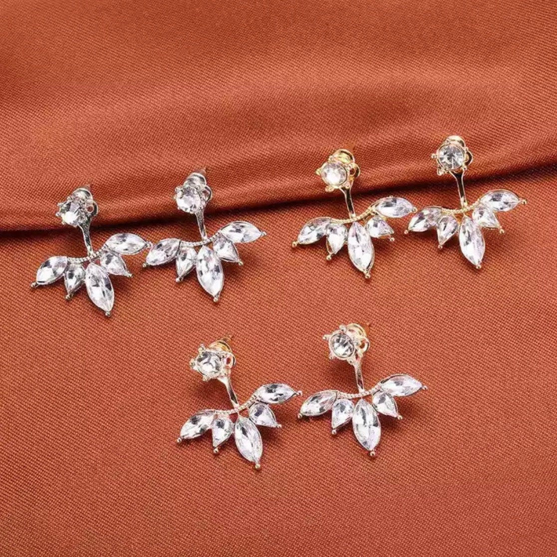 Spiked Flower Crystal Ear Jacket Earring