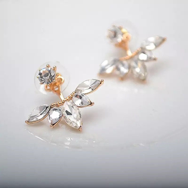 Spiked Flower Crystal Ear Jacket Earring