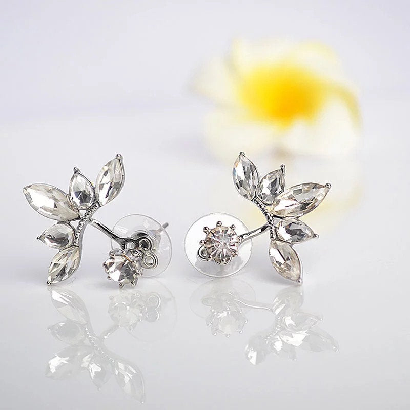 Spiked Flower Crystal Ear Jacket Earring