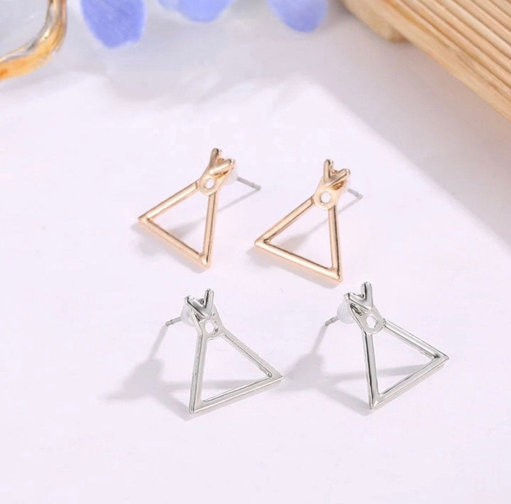 Triangle Silver Ear Jacket Earring