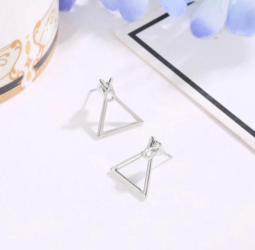 Triangle Silver Ear Jacket Earring