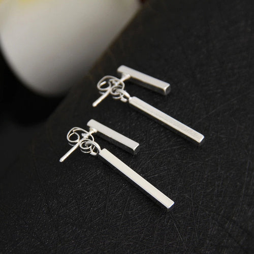 Geometric Bar Ear Jacket Silver Earring