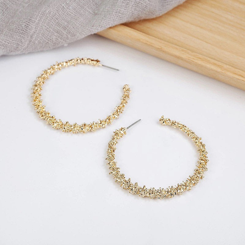 Textured Hoop Metal Earring