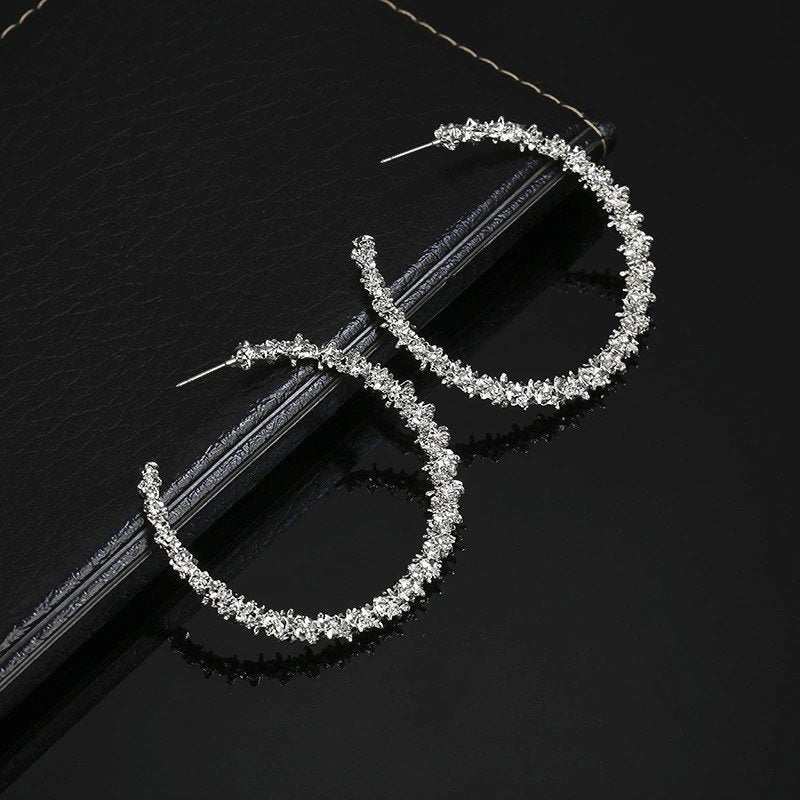 Textured Hoop Metal Earring