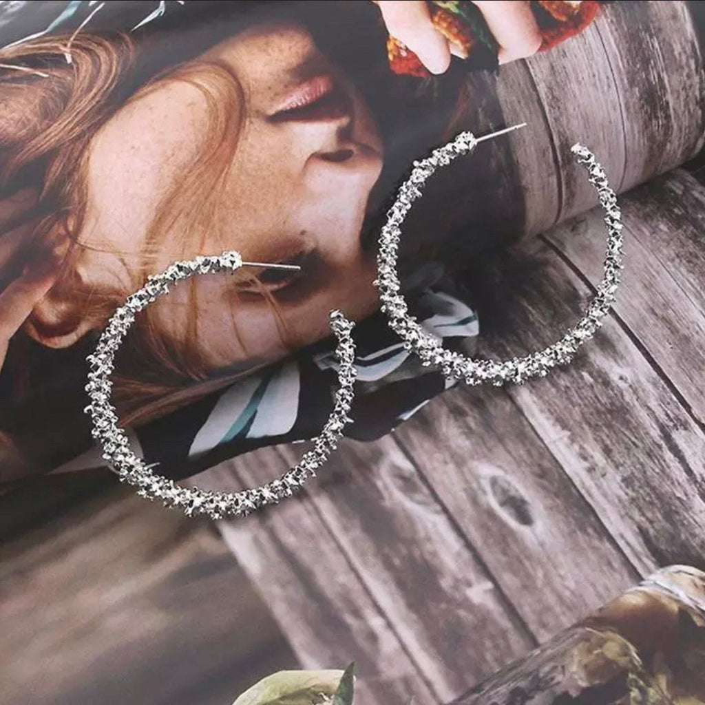 Textured Hoop Metal Earring