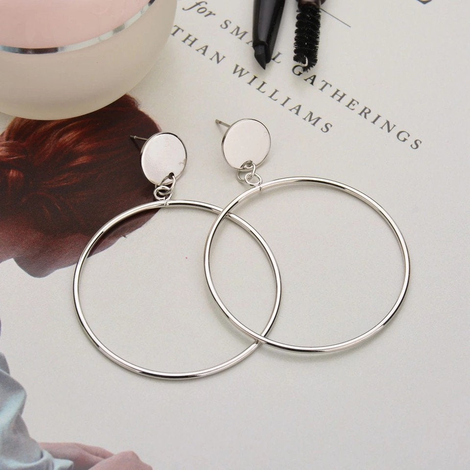 Statement Stud Dangle Hoop Earring