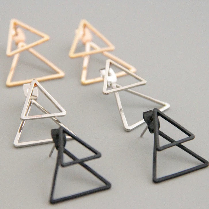 Double Triangle Gold Earring